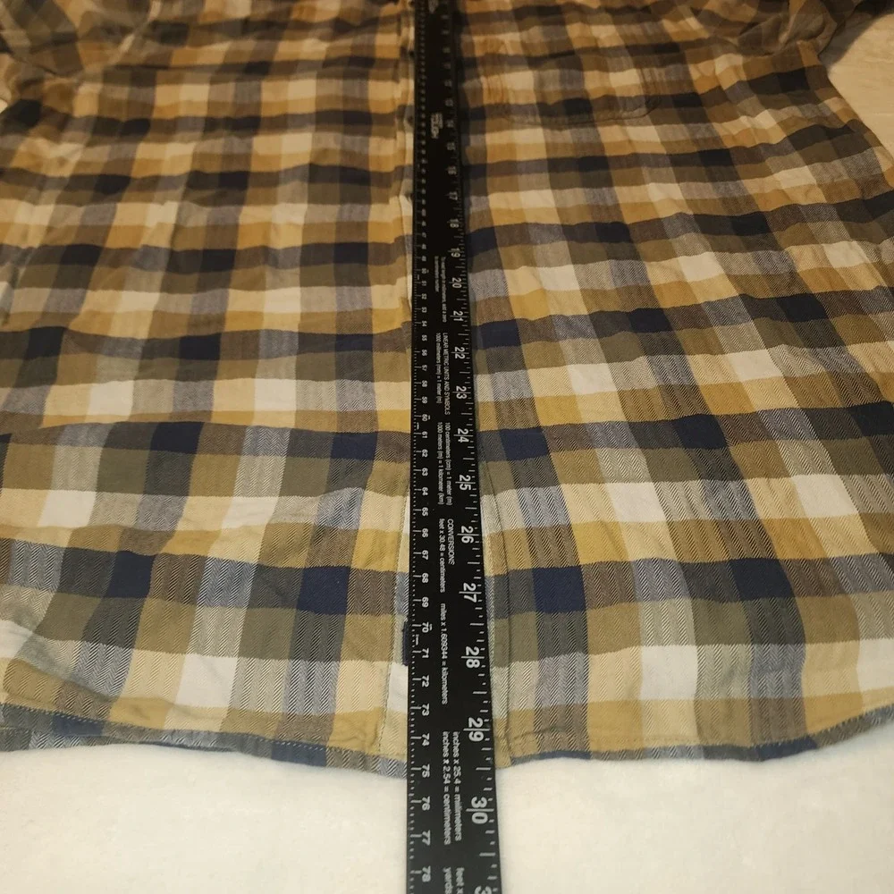 The North Face Mens Plaid Flannel Shirt Large Yellow‎ Blue Long Sleeve